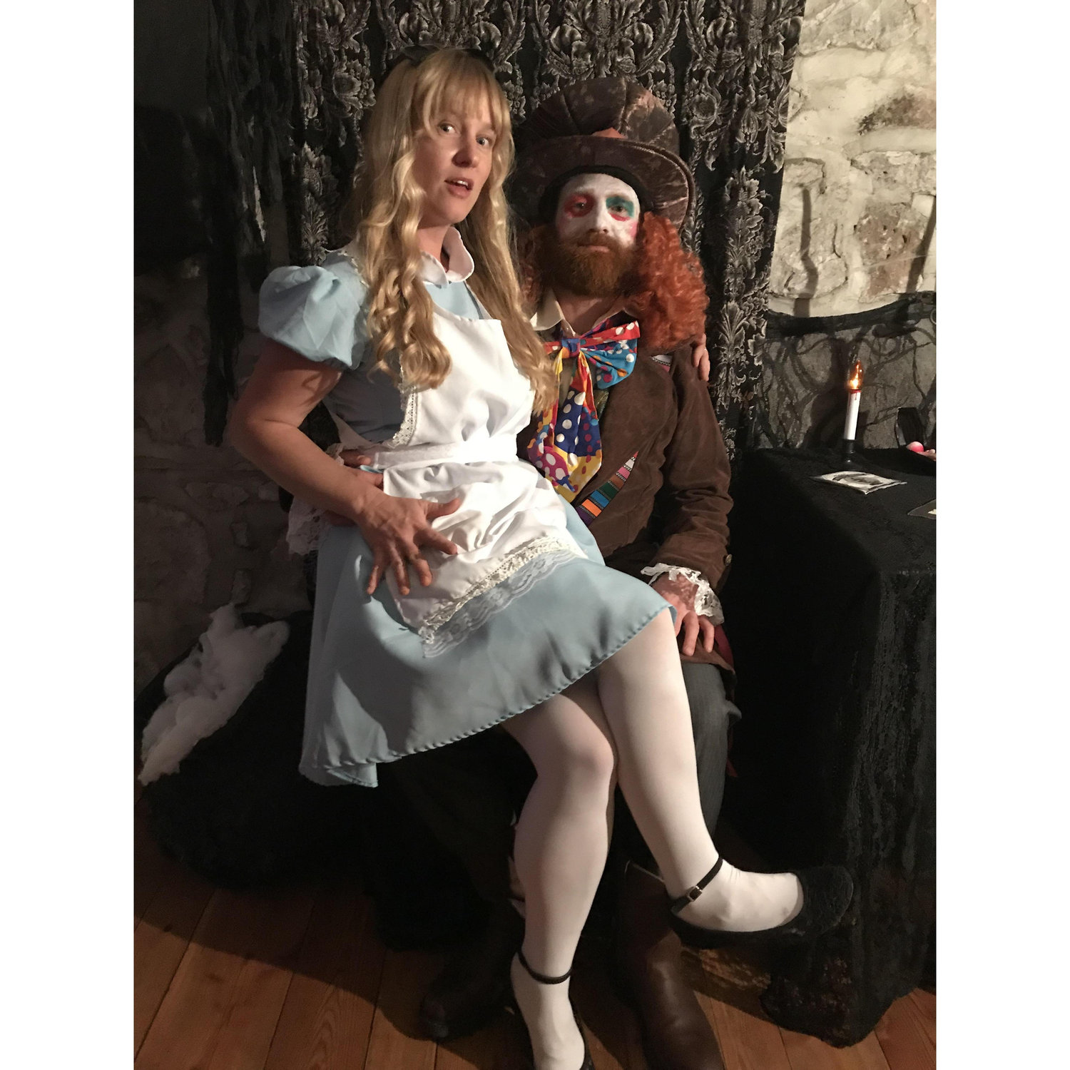 Halloween 2018, when we won best couple costume as Alice and the Mad Hatter at the Tetonia Club's Halloween Haunt Party!