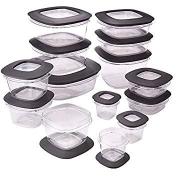Rubbermaid 1951294 Premier Meal Prep Food Storage Containers, 28-Piece, Gray
