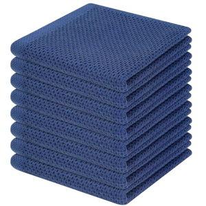 Navy Homaxy 100% Cotton Waffle Weave Kitchen Dish Cloths, Ultra Soft Absorbent Quick Drying Dish Towels, 12 x 12 Inches, 8-Pack, Navy Blue