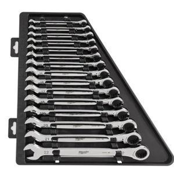 Milwaukee 48-22-9516 15 Piece Ratcheting Combination Wrench Set - Metric