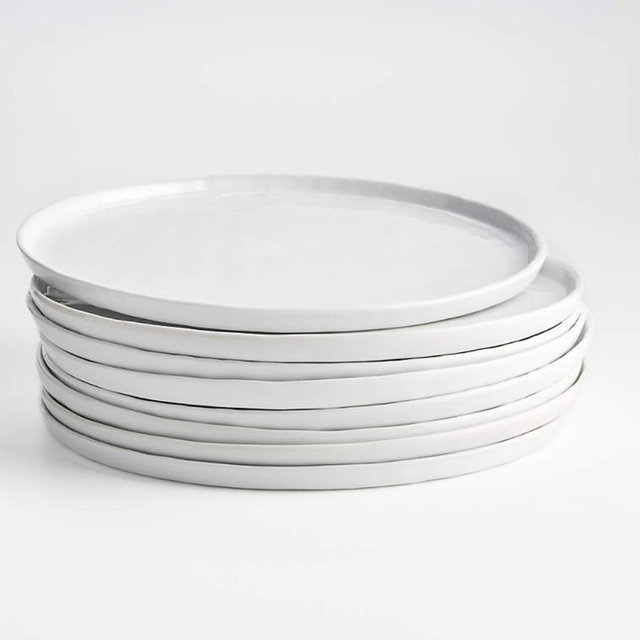 Mercer White Round Porcelain Dinner Plates, Set of 8
