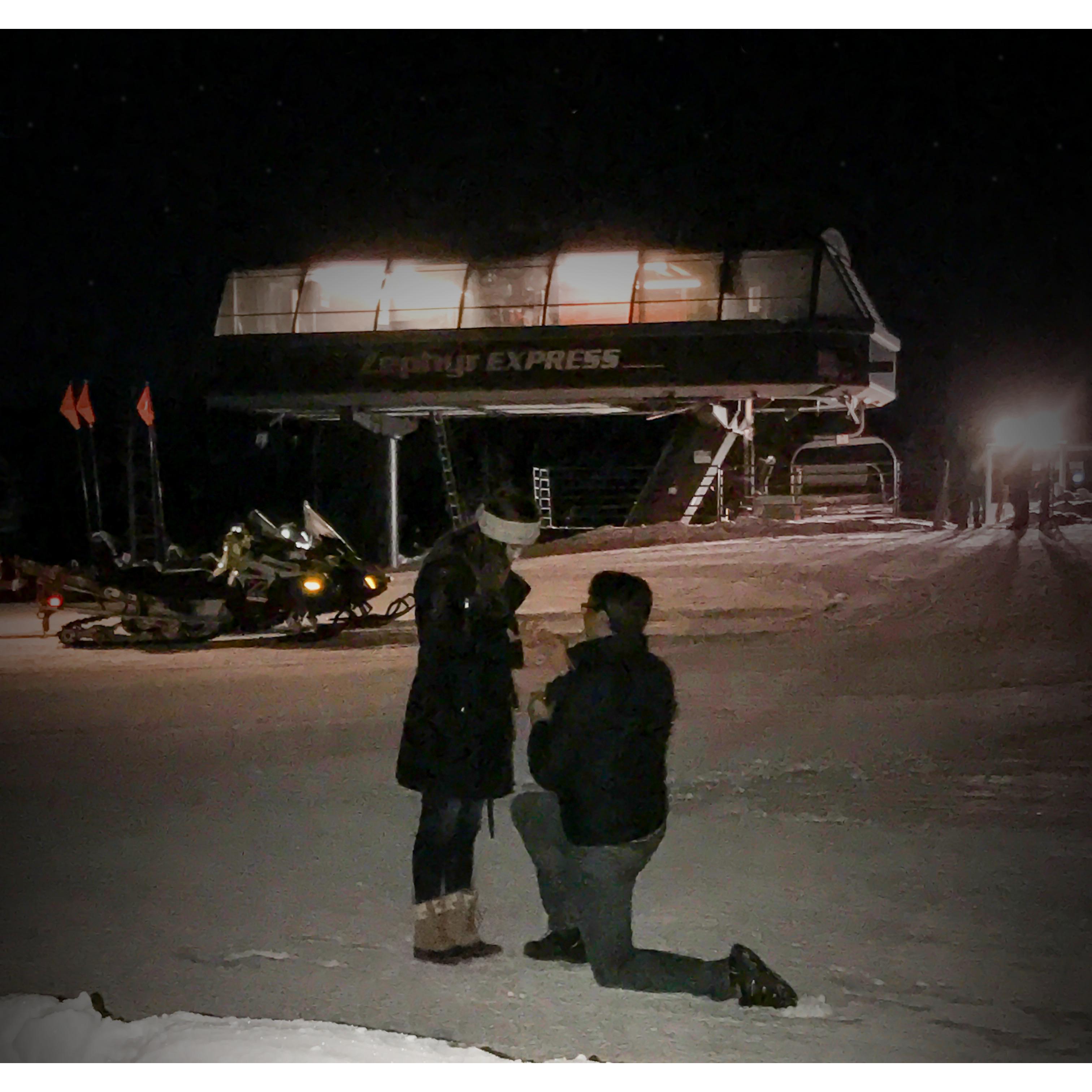 "Will you marry me?"
"Totes, bro."
[Sunspot Lodge in Winter Park, CO]