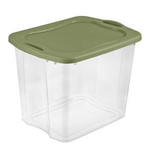 Sterilite Large EZ Carry Storage Bin, 95 Quart Clear Plastic Storage Container with Full-Grip Handles, Green