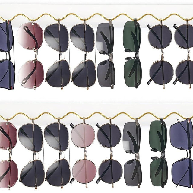 Mkono 2 Pack Wall Mounted Sunglasses Organizer Wood Sunglass Holder for Wall Modern Eyeglass Storage Hanging Eyewear Display Jewelry Rack for Entryway Living Room Bedroom, White