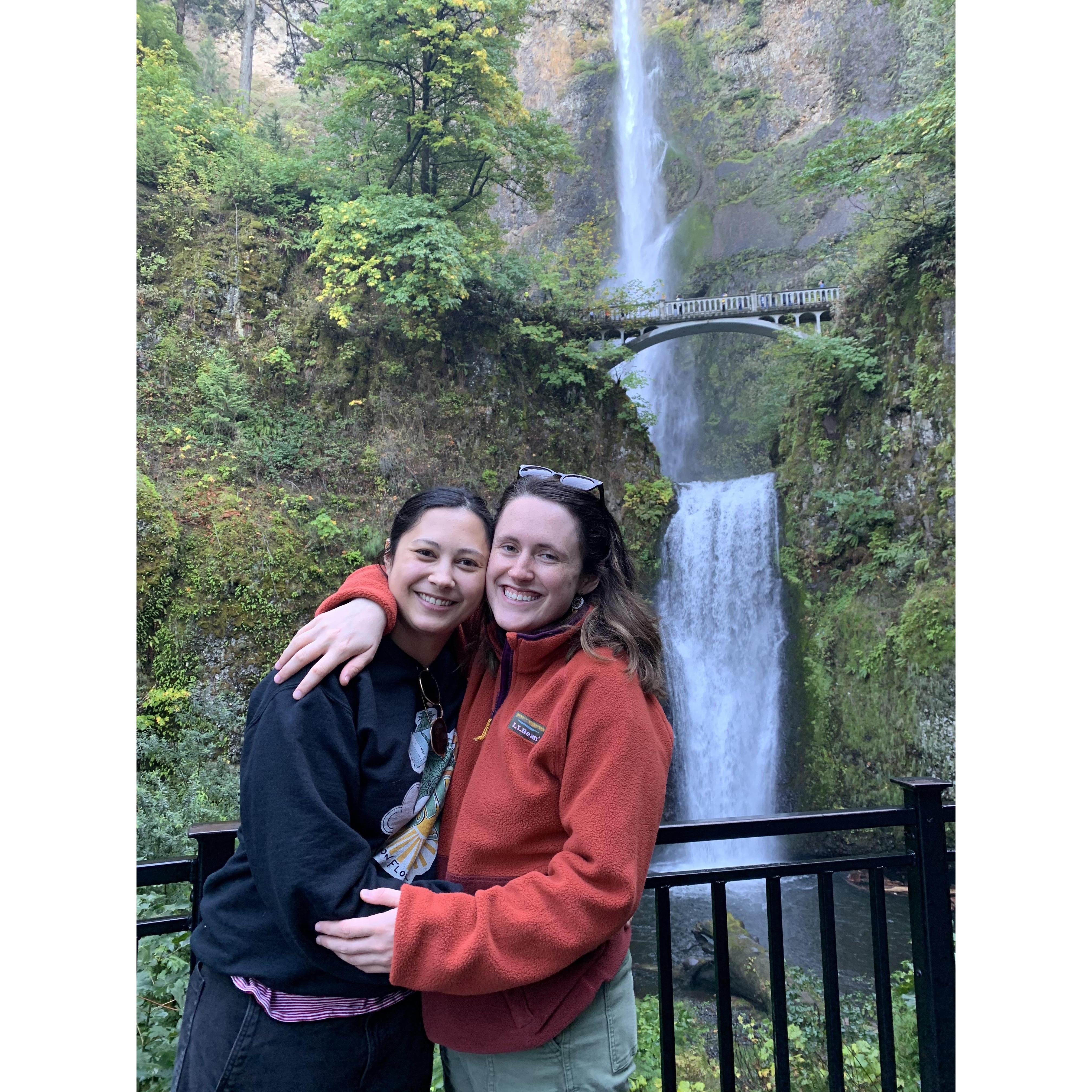 At Multnomah Falls in Oregon. One of the prettiest places ever!