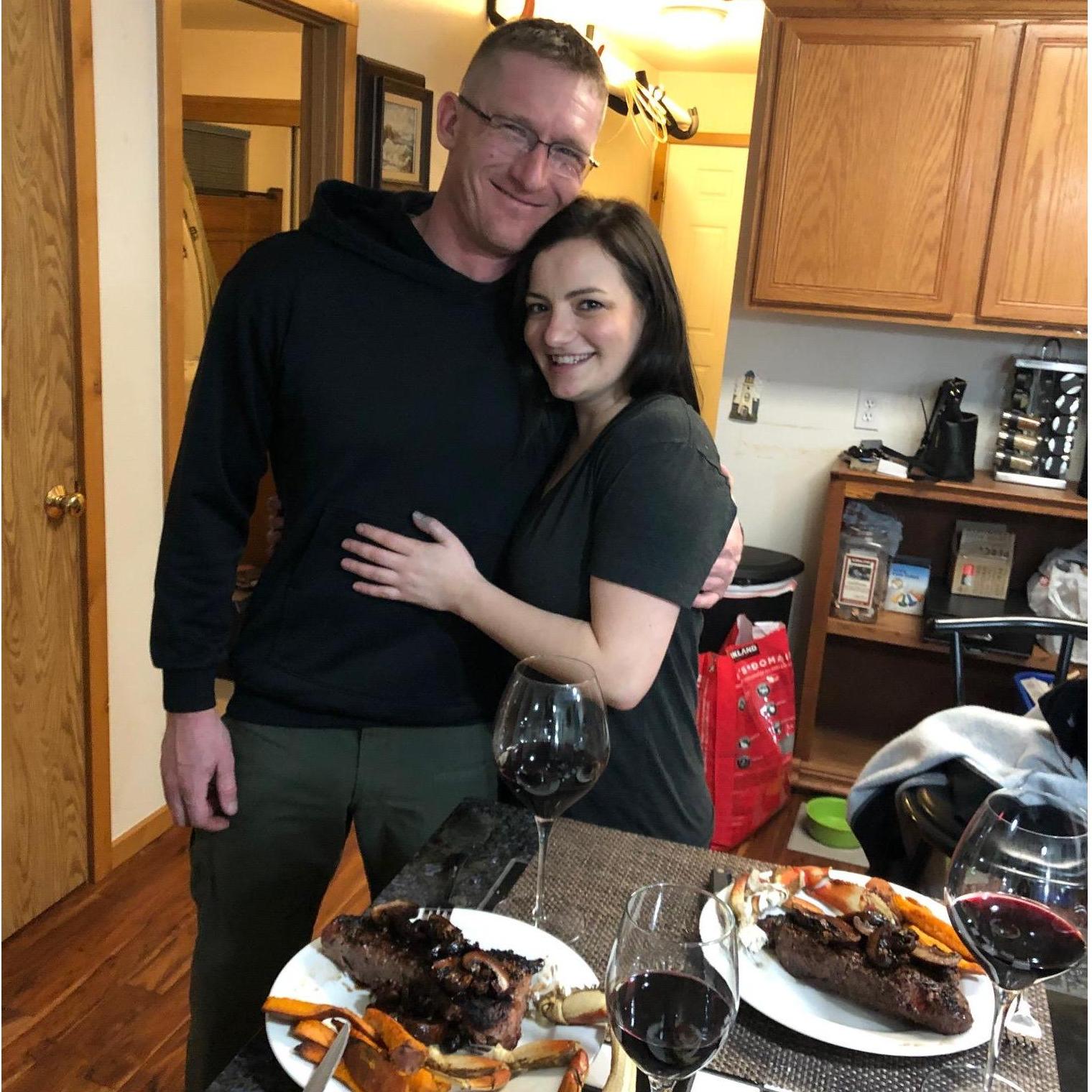 Ed made a delicious dinner for Kristi's birthday - the first we celebrated together.