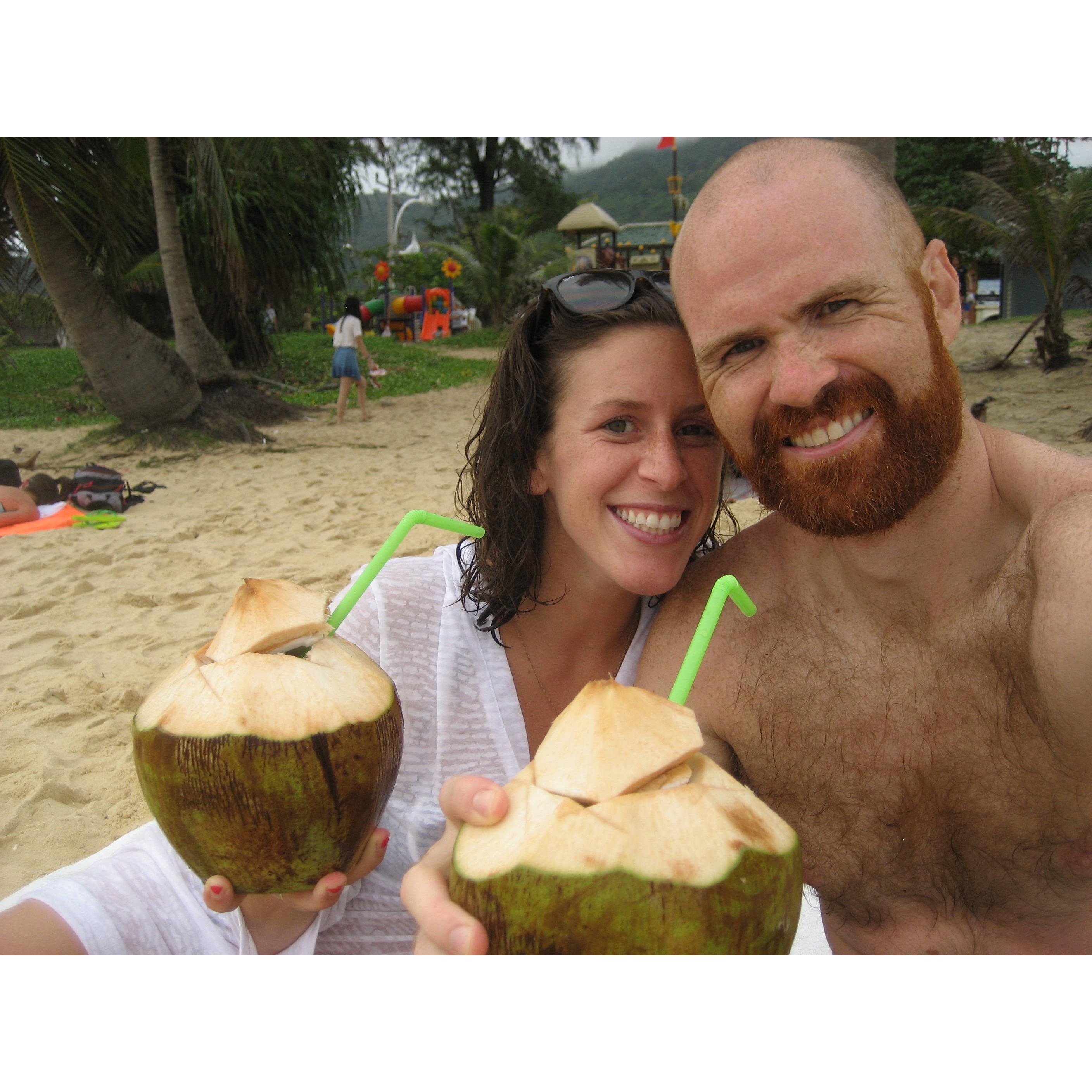 Hydrating in Phuket, Thailand after a four week trip around Southeast Asia