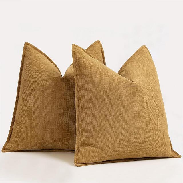 ZWJD Mustard Yellow Pillow Covers 18x18 Set of 2 Chenille Pillow Covers with Elegant Design Soft and Luxurious Decorative Throw Pillows for Couch, Bed, and Home Decor