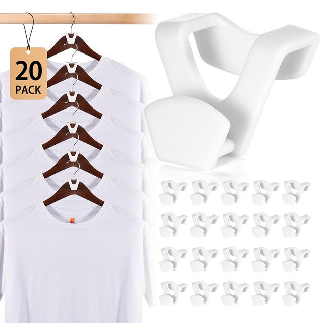 HOUSE DAY Space Saving Hanger Hooks 20 Pack, White Clothes Hanger Connector Hooks, Heavy Duty Hanger Hooks Space Saver, Durable Hanger Connector Hooks, Premium Cascading Hanger Hooks for Closet