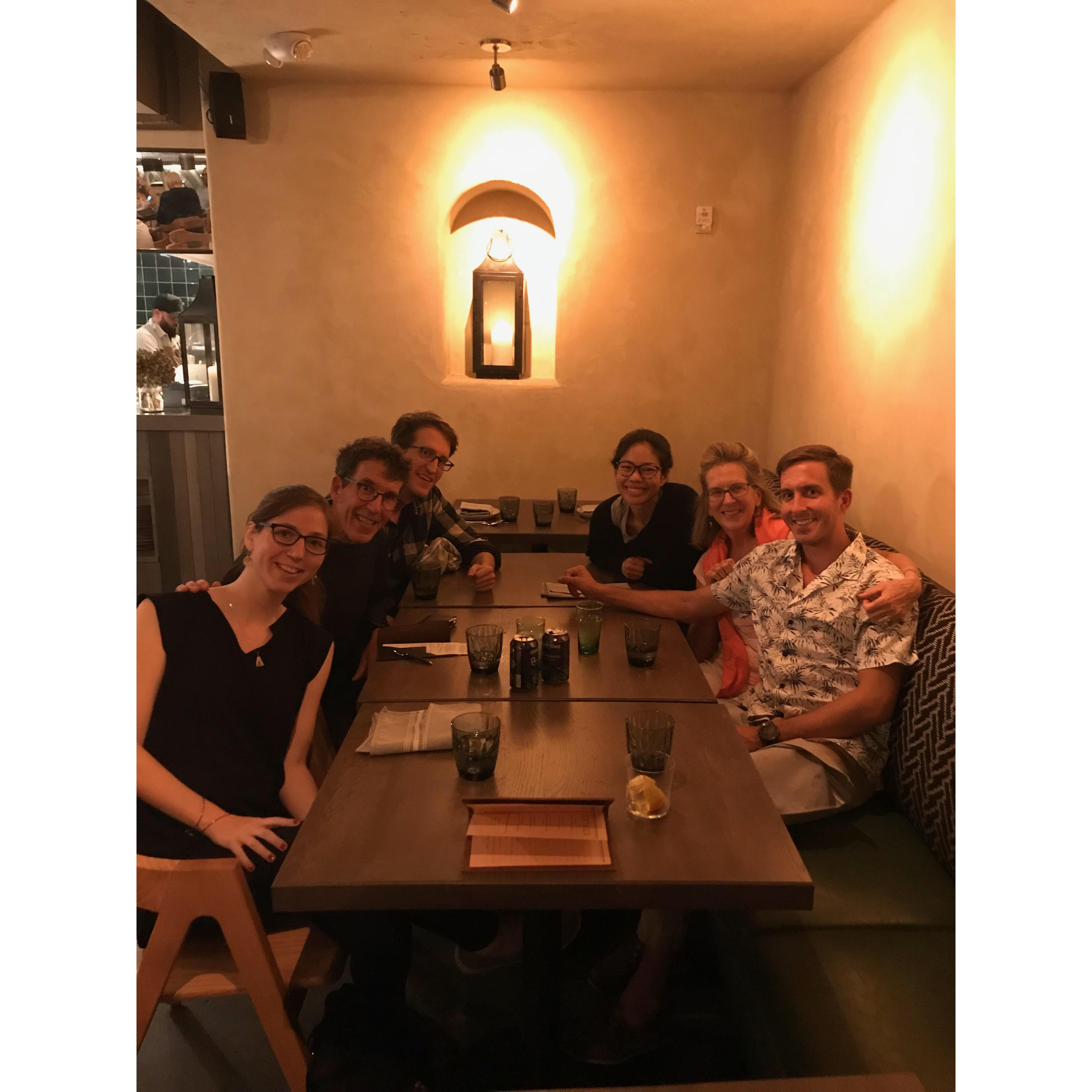 Dinner with the Archers the weekend of Ryan's white coat ceremony in October 2019.