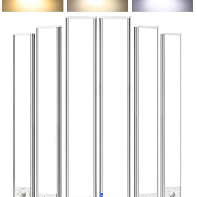 AMETHEUS 16inch Under Cabinet Lighting, 6Pack Rechargeable Motion Sensor Light Indoor, Magnetic Closet Lights with Dimmable & 3 Color Temps, Wireless Under Counter Lights for Kitchen, Stairs