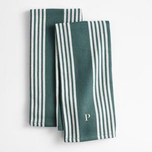 Cuisine Indigo with White Stripe Organic Cotton Kitchen Towels, Set of 2 + Reviews | Crate & Barrel