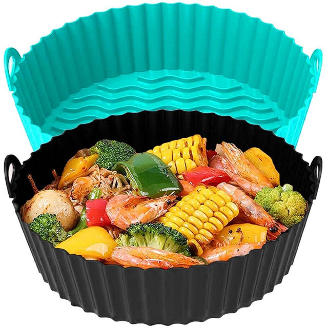 FROVEN Silicone Air Fryer Liners 7.8 inch, for 3-6QT, 2-Pcs Round Airfryer Accessories, Compatible with Ninja, COSORI, FABULETTA, Chefman, Instant, LATURE, PowerXL, Gourmia, Elite Gourmet, GoWISE USA