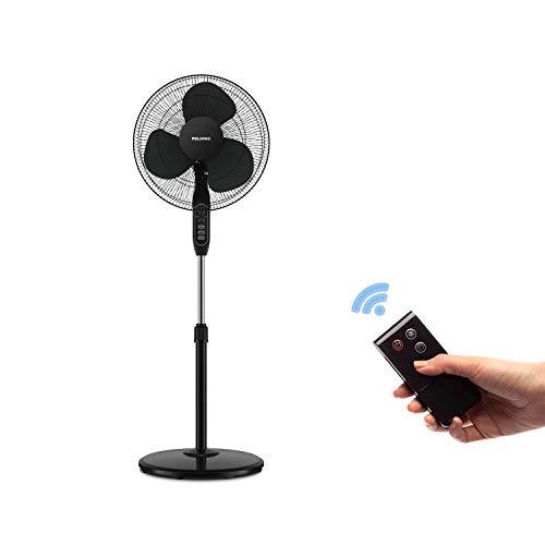 PELONIS 16'' 3-Speed Oscillating Pedestal Fan with 7-Hour Timer, Remote Control and Adjustable in Height, FS40-16JRB,Black