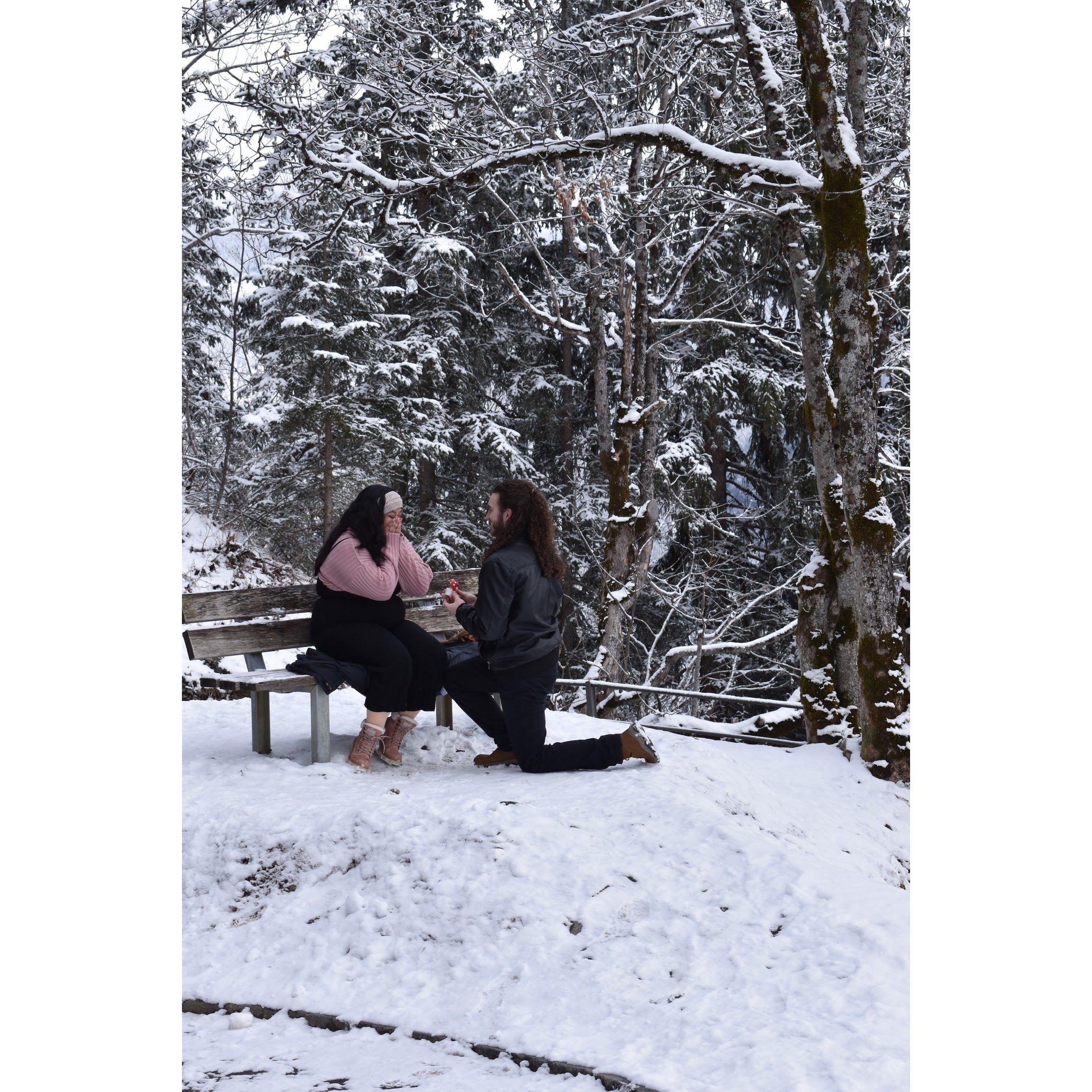 Our engagement story started in the Swiss Alps