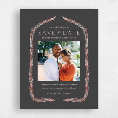 Dark Charcoal, Black Wedding Save the Date - Kenela Photo