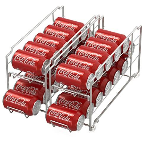 2 Pack - Simple Houseware Stackable Front Loading Beverage Can Dispenser Rack, Silver