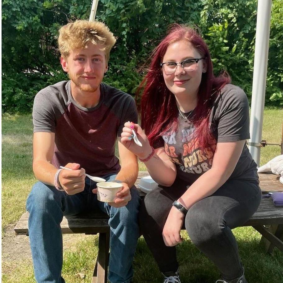 Getting ice cream with Cooper's family at the start of our relationship
