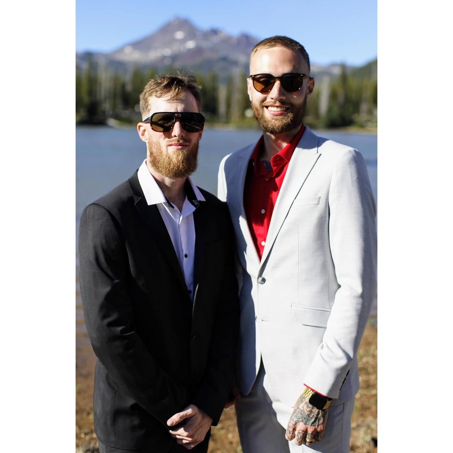 Tyler and his groomsman, Dakota. Dakota and Tyler went to barber school together and worked together in Columbus.