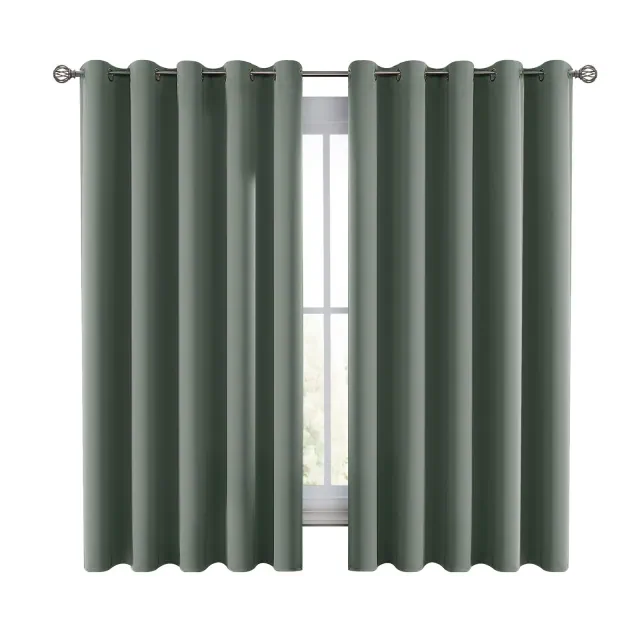 63-Inch Short Drop Window Blackout Curtains Thermal Grommet Curtains for Living Rooms - 52''x63''
