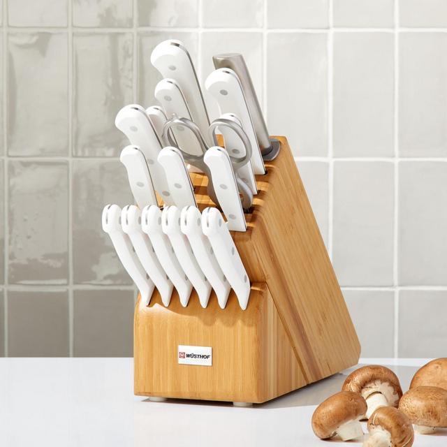 Wusthof ® Gourmet White 18-Piece Knife Set with Bamboo Block