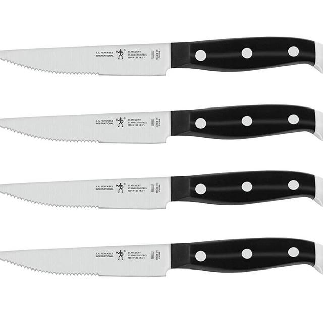 Henckels Steak Knife Set of 4, Steel End Cap, Black