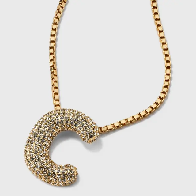 SUGARFIX by BaubleBar Crystal Chain Initial C Necklace - Gold