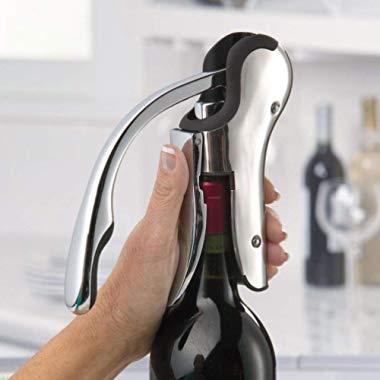 Hicook Stainless Steel Wine Opener Compact Vertical Corkscrew Wine Bottle Opener with Foil Cutter