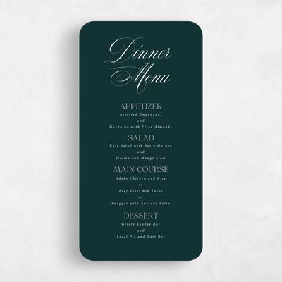 Green Rounded Wedding Menu - Hunter