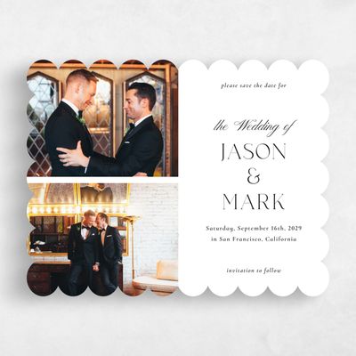 White Scalloped Wedding Save the Date - Gavin Multiphoto