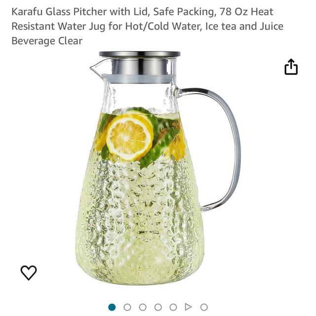 Karafu Glass Pitcher with Lid, Safe Packing, 78 Oz Heat Resistant Water Jug for Hot/Cold Water, Ice tea and Juice Beverage Clear
