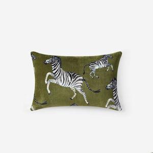 Velvet Watercolor Zebra Small Lumbar Pillow