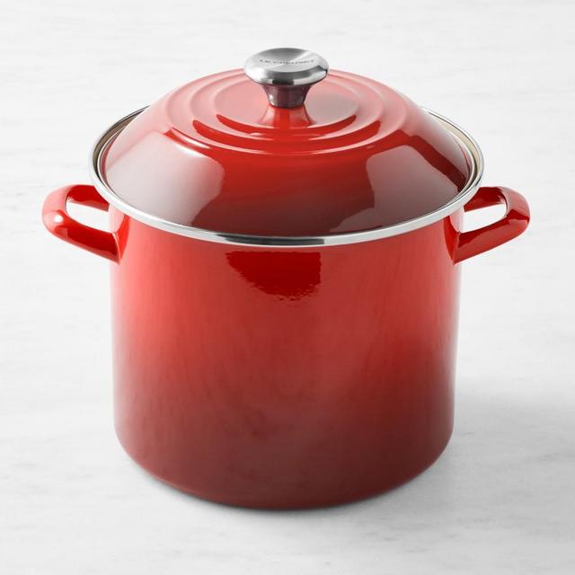 Le Creuset Enameled-Steel Stock Pot, 10-Qt., Red