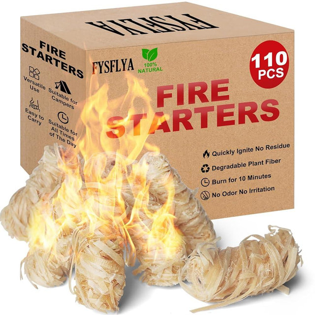 FYSFLYA 110PCS Fire Starter-Natural Fire Starters for Campfires, BBQ, Fireplaces, Barbecues, Chimneys, Fire Starters for Pizza Ovens, Fireplaces, Grills and Other Scenarios, Charcoal Starters