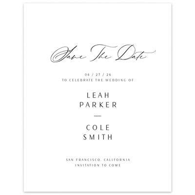 White Wedding Digital Save the Date - Elincourt Portrait