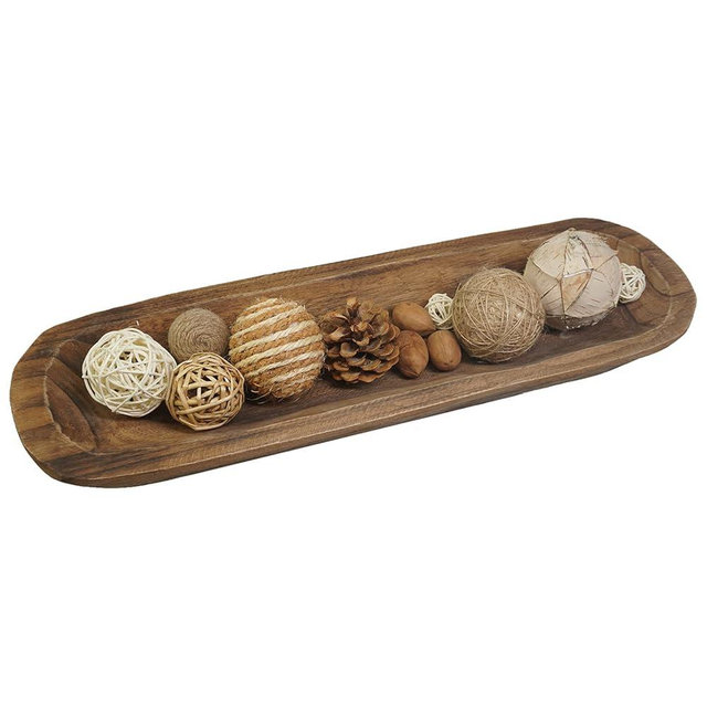 S-SNAIL-OO Decorative Bowl Vintage Wooden Dough Bowls Hand Carved, Farmhouse Country, Restaurant, Cafe Decoration, Place Bread, Fruit, Aromatherapy. (20x6x2in)