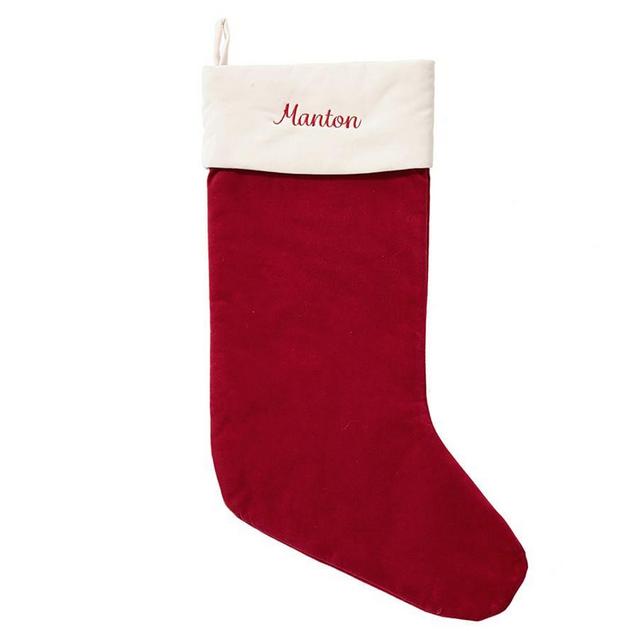 Personalized Velvet Stocking, Red with Ivory Cuff - Large 14.5"x24.5"