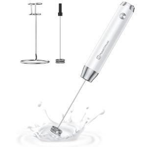 Maestri House Rechargeable Milk Frother with Stand, LunaFro Handheld Electric Foam Maker Waterproof Detachable Stainless Steel Whisk Drink Mixer Foamer for Lattes, Cappuccino