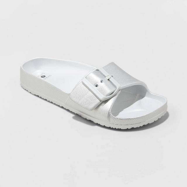 Women's Megan EVA Single Band Slide Sandals - Shade & Shore™ Silver 6