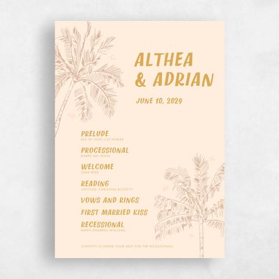 Harvest Gold, Beige Wedding Program - Ocaso