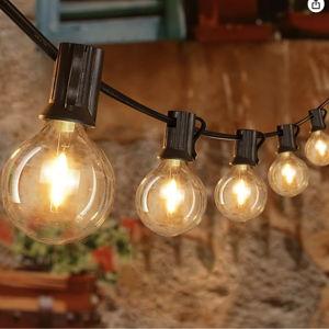 Ollny 100FT Outdoor String Lights, Waterproof Connectable Shatterproof Outside Light with 50 Edison + 3 Spare LED Bulbs Plug in, Patio Lights for Indoor Balcony Porch Camping Deck