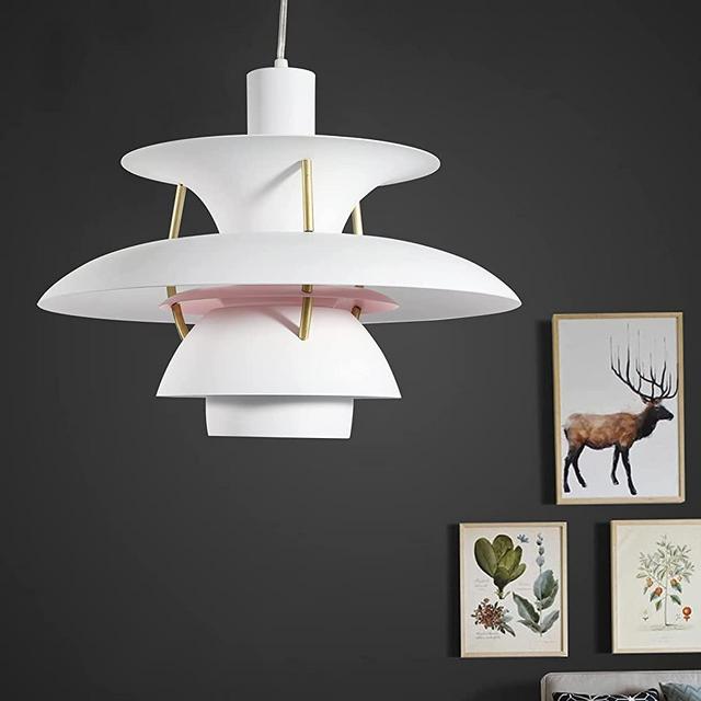 Nordic Creative Chandelier Modern Pendant Light Umbrella Hanging Light Lamp for Bedroom Kitchen Dining Room Indoor and Outdoor Decoration (White, 40CM × 32CM)