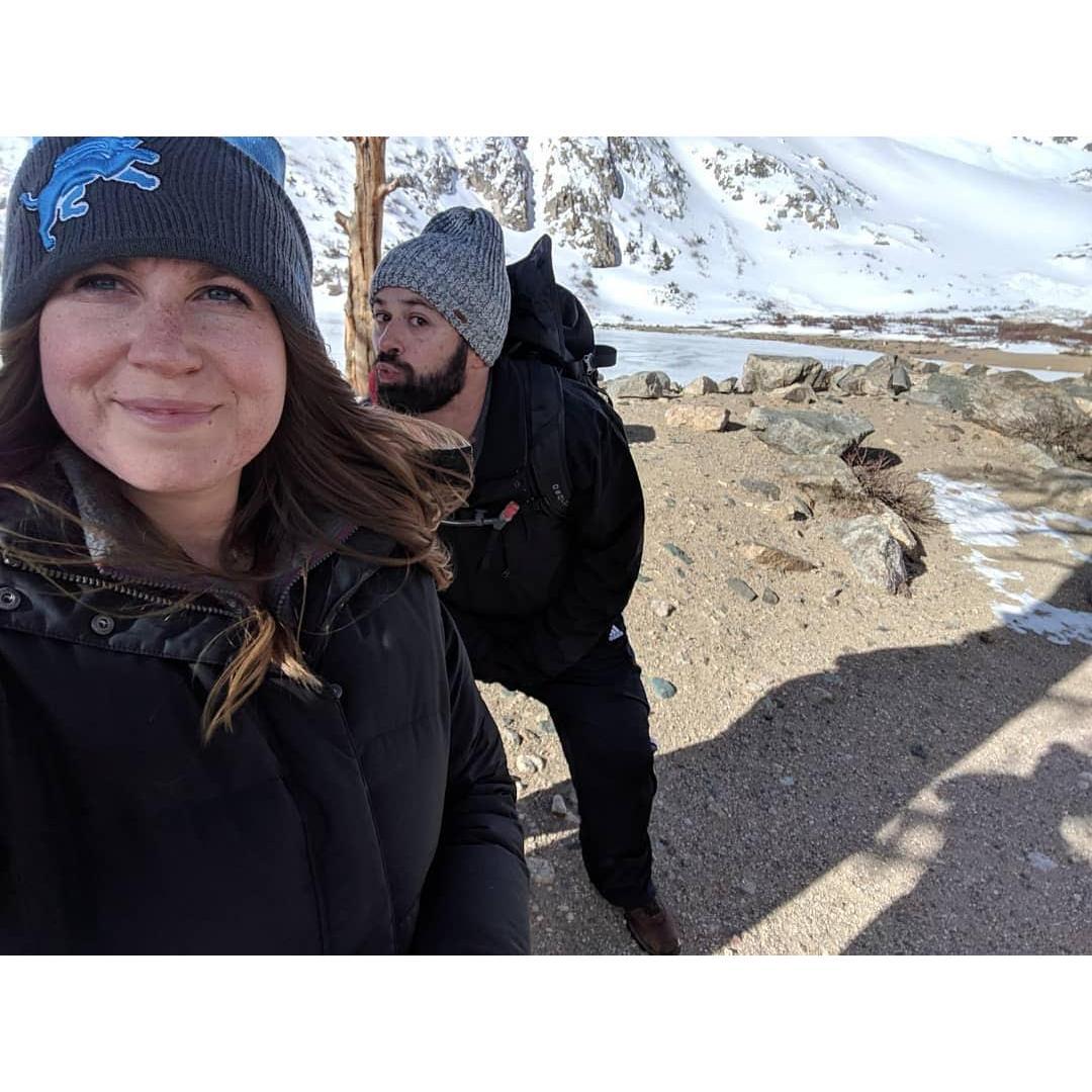 winter hike at st mary's glacier