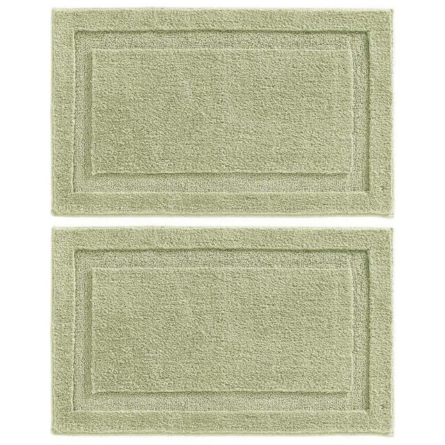 mDesign Soft Microfiber Polyester Non-Slip Rectangular Spa Mat, Plush Water Absorbent Accent Rug for Bathroom Vanity, Bathtub/Shower - Machine Washable, 34" x 21" - 2 Pack - Sage Green