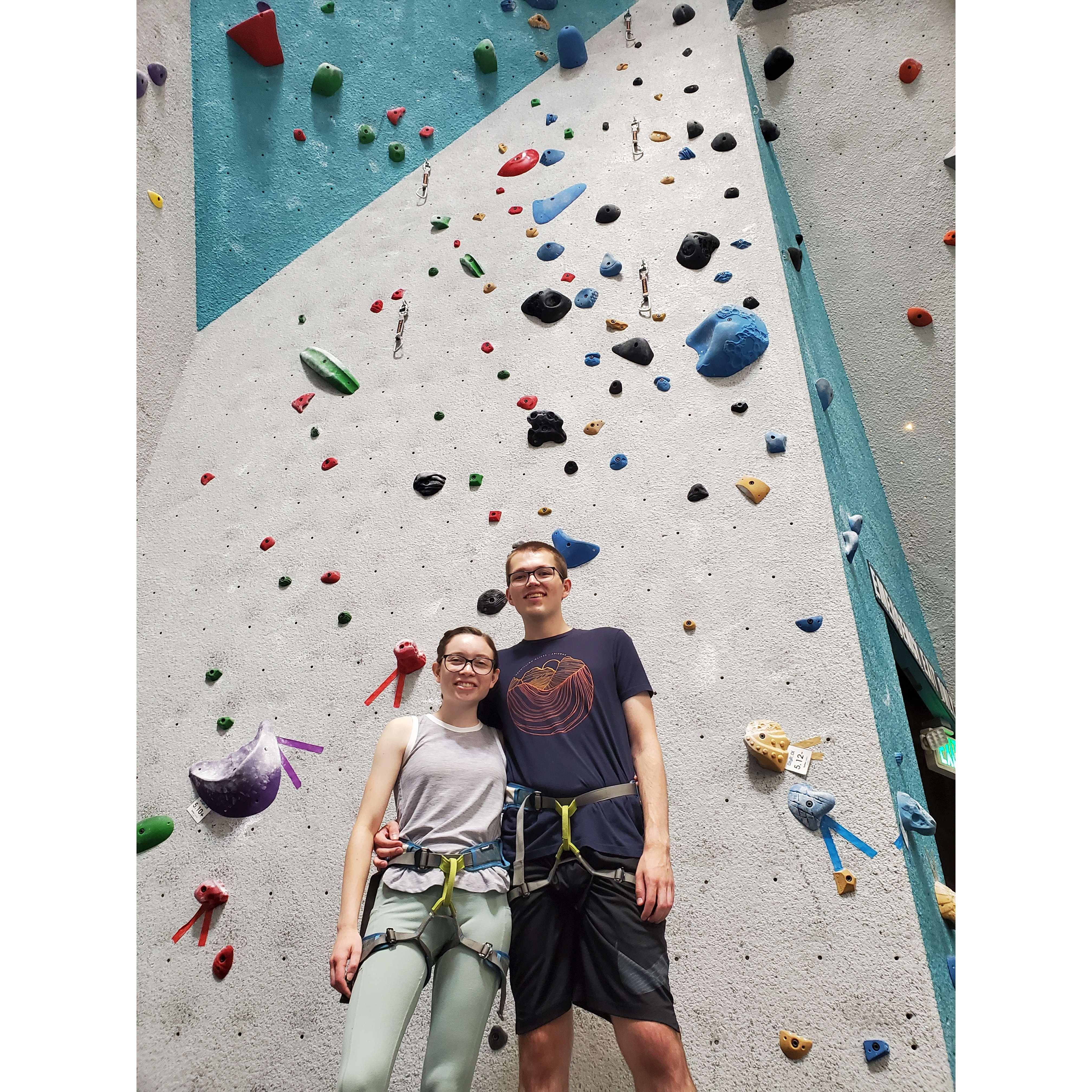 Garret's first time rock climbing in July 2021!