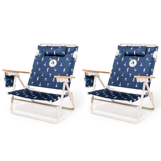 Business & Pleasure Co. Margaritaville Manana Chairs - Backpack Beach Chair, Lay Flat Reclining, Lightweight & Portable, Insulated Cooler Pocket, Continental Drifter Marg, Pack of 2