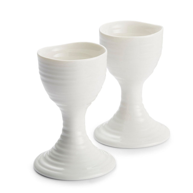 Portmeirion Sophie Conran Egg Cups - Set of 2, Fine Porcelain Breakfast Egg Holders - 3.5 Inch Serveware, Durable, Dishwasher & Microwave Safe