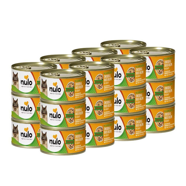 Nulo Wet Canned Cat Food - Shredded Chicken & Duck, High Protein Grain-Free Wet Cat Food Shreds for Indoor & Outdoor Kittens and Adults, 3oz Cans (24 Pack)
