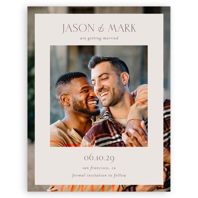 Light Greige, Beige Wedding Digital Save the Date - Reinette Photo