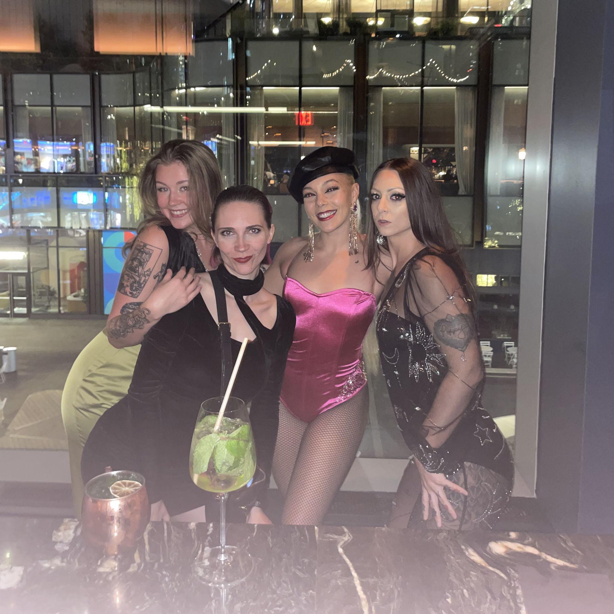 Lauren with friends visiting Nirah (in pink!) in the show the night she and Daniel met